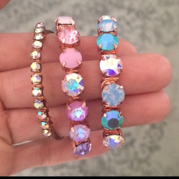 Raw Copper Iridescent Turquoise + Aurora Borealis Crystal Bracelet - Picture 8 of 16